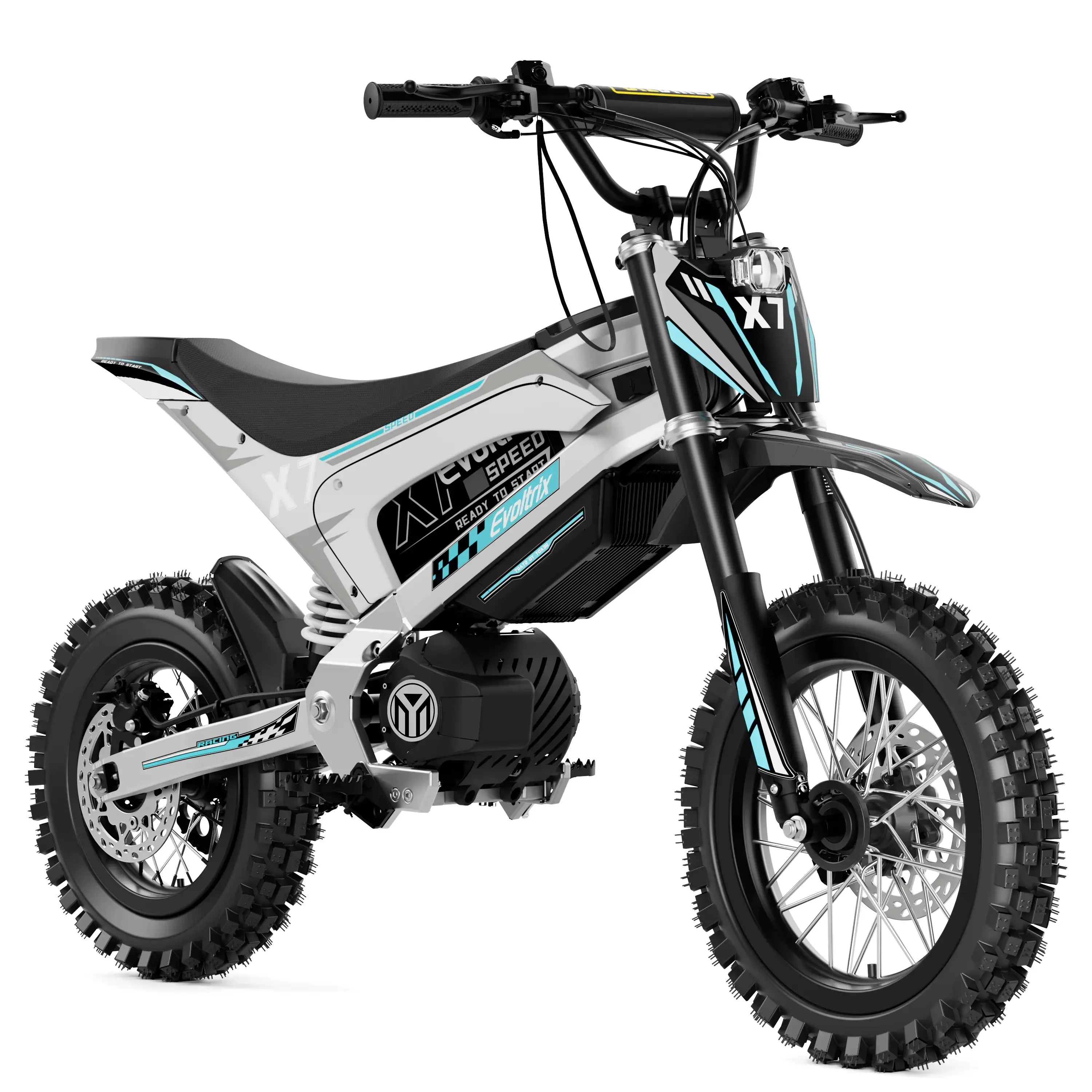 Evoltrix X7 off-road electric bicycle front view on white background