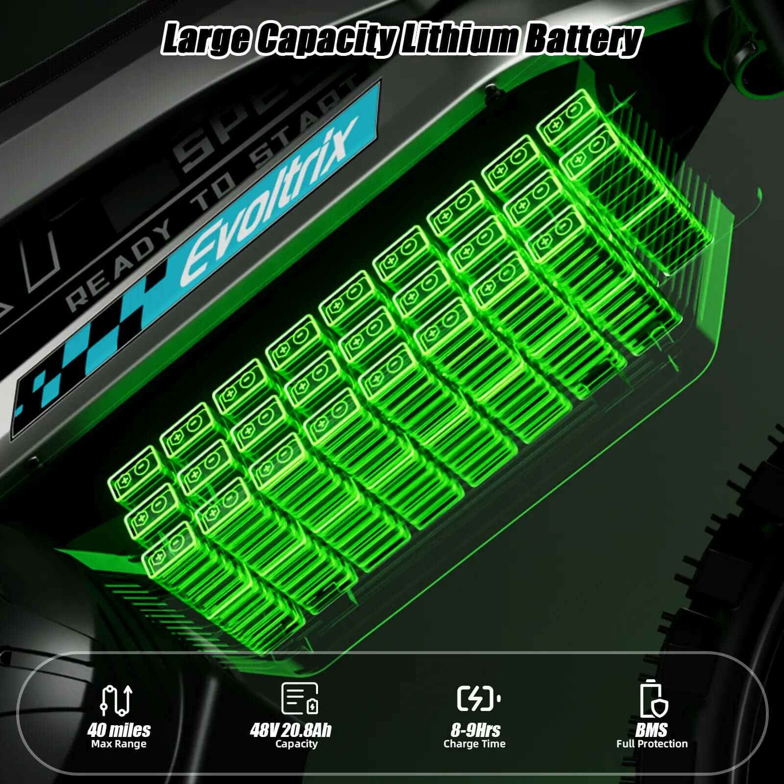 Evoltrix X7 off-road electric bicycle lithium battery pack