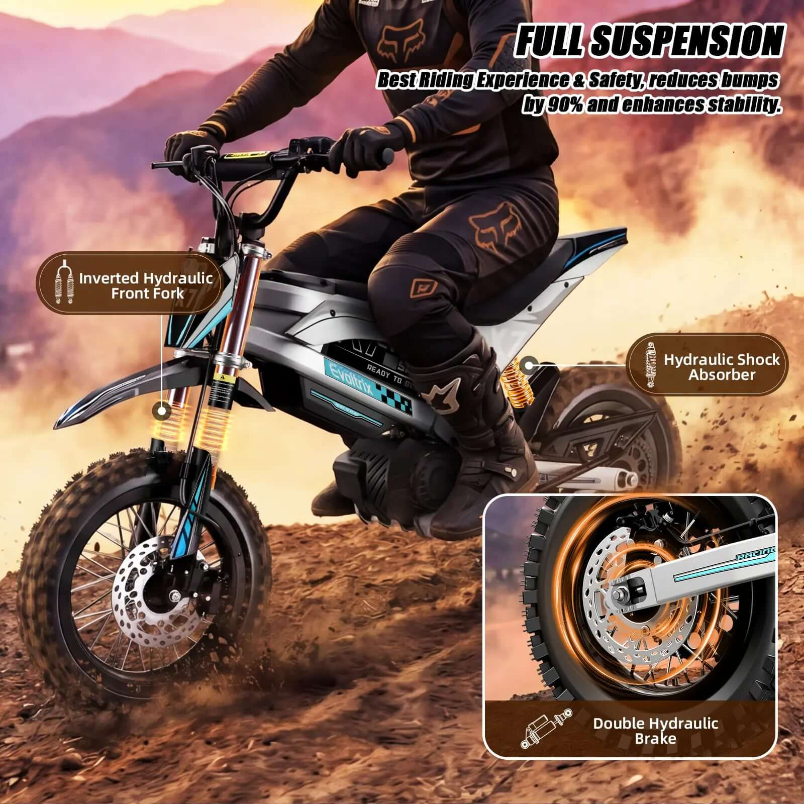 Evoltrix X7 off-road electric bicycle on rocky trail