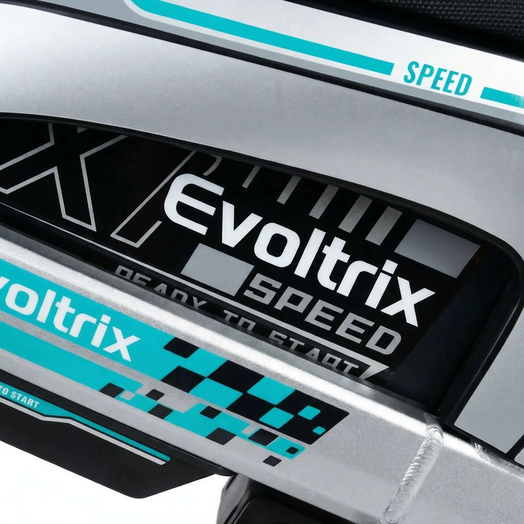 Evoltrix X7 off-road electric bicycle brand logo close-up