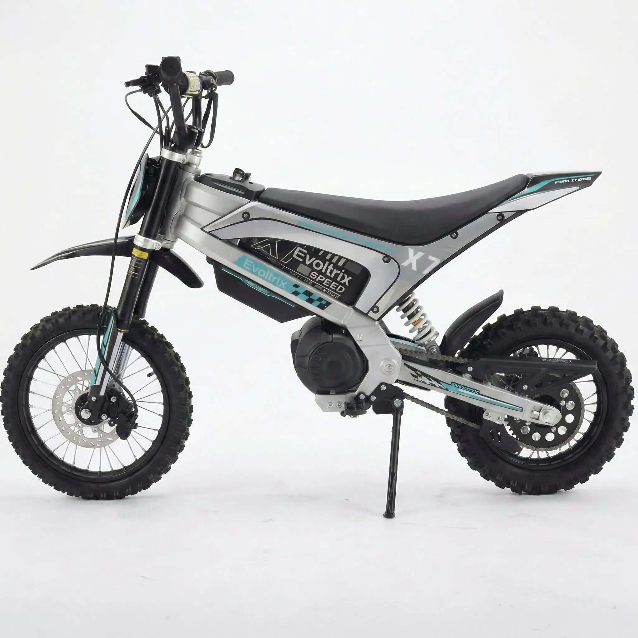 Evoltrix X7 off-road electric bicycle side view studio shot