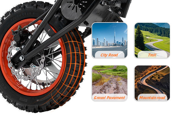 Evoltrix ROGUE MX-01 Off-Road Electric Dirt Bike Tire, Multi-Terrain Compatibility Showcase